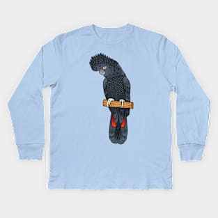 Red-tailed black cockatoo bird cartoon Kids Long Sleeve T-Shirt